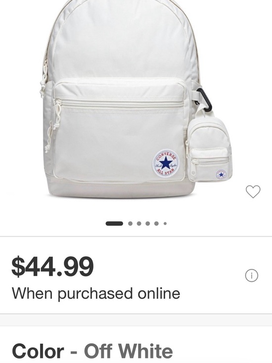 Converse Handbags - Converse Off White Backpack with Detachable Mini Pouch